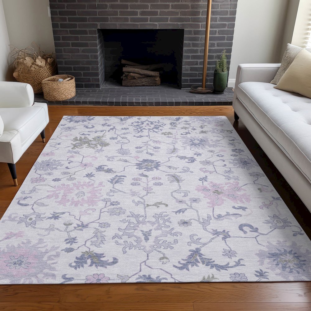 Machine Washable Indoor/Outdoor Chantille Lavender 2'6" x 3'10" Rug. Picture 6