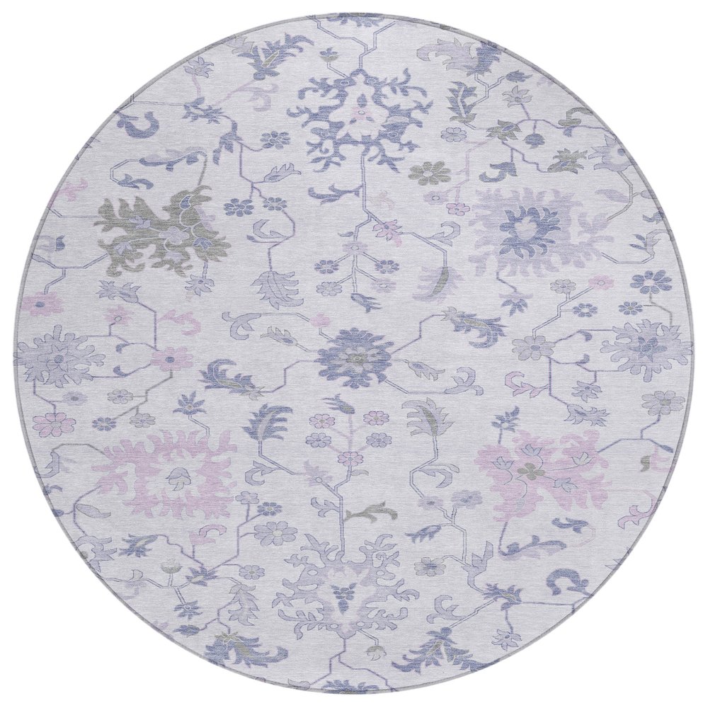 Machine Washable Indoor/Outdoor Chantille Lavender 8' x 8' Round Rug. Picture 1