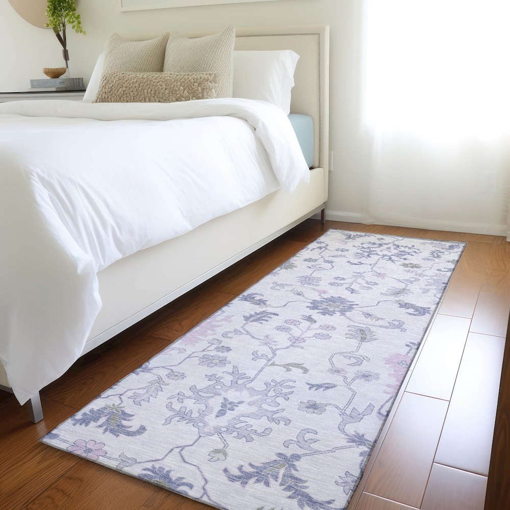 Machine Washable Indoor/Outdoor Chantille Lavender 2'3" x 7'6" Runner Rug. Picture 5