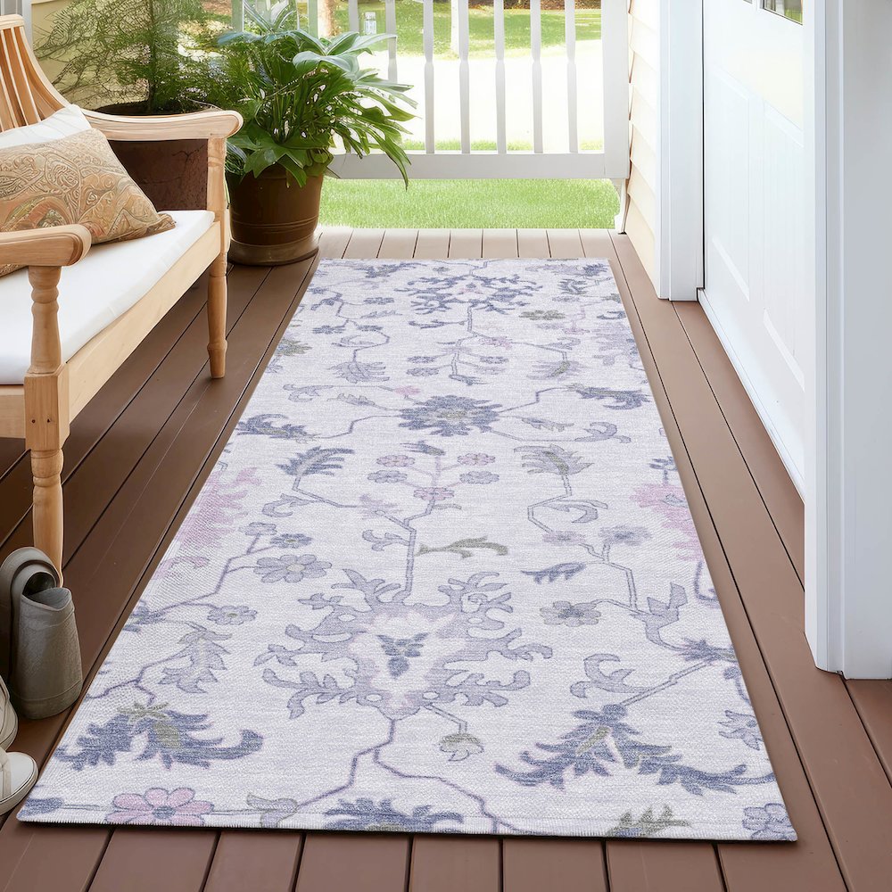 Machine Washable Indoor/Outdoor Chantille Lavender 2'3" x 7'6" Runner Rug. Picture 6
