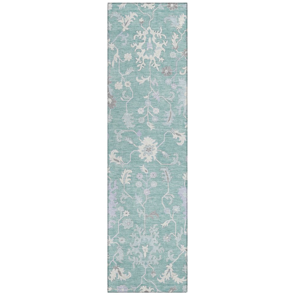 Machine Washable Indoor/Outdoor Chantille Seafoam 2'3" x 7'6" Runner Rug. Picture 1