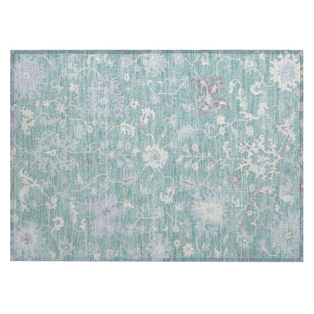 Machine Washable Indoor/Outdoor Chantille Seafoam 1'8" x 2'6" Rug. Picture 1
