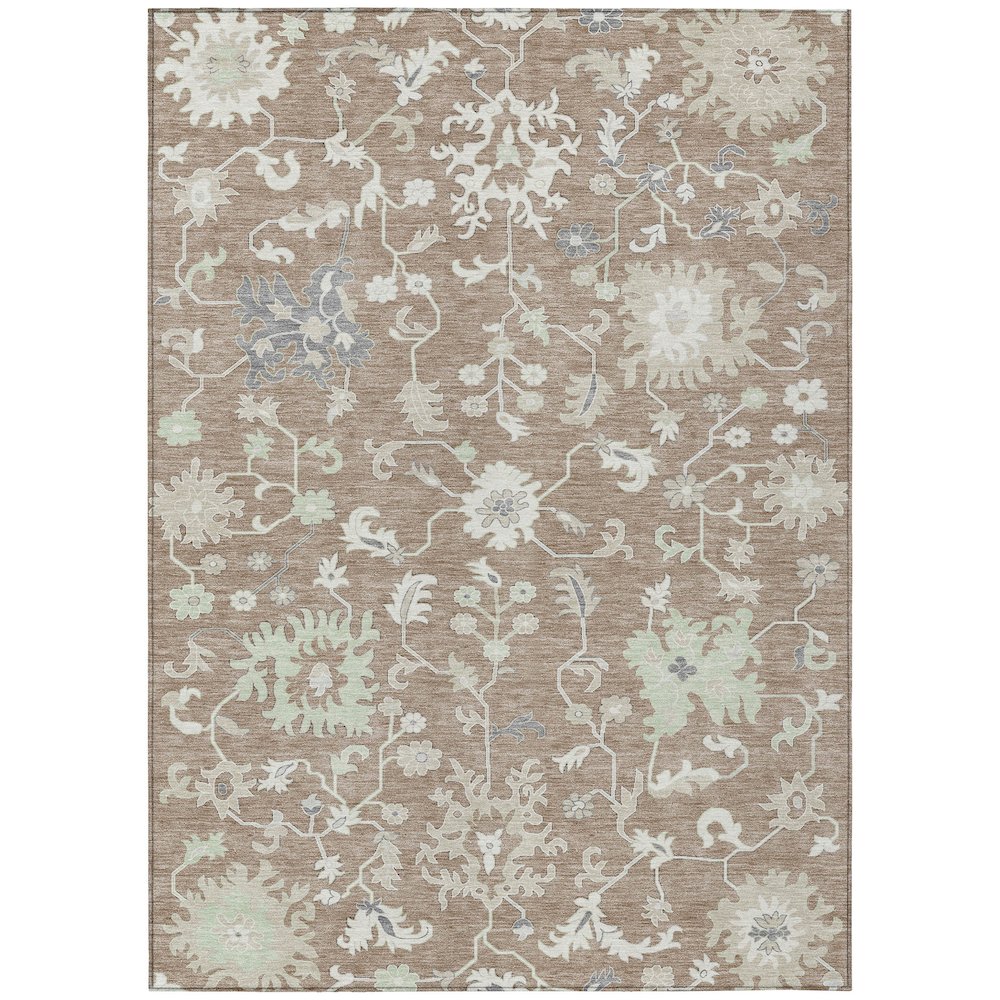 Machine Washable Indoor/Outdoor Chantille Taupe 2'6" x 3'10" Rug. Picture 1