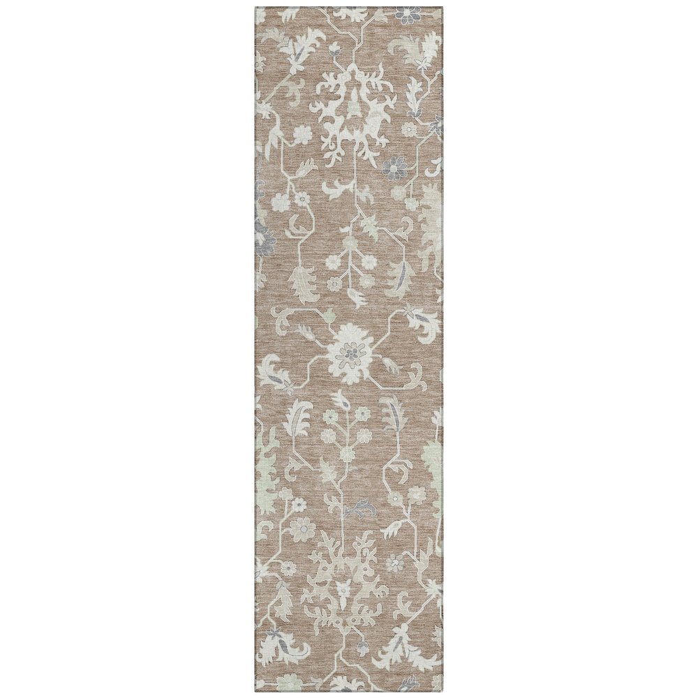 Machine Washable Indoor/Outdoor Chantille Taupe 2'3" x 7'6" Runner Rug. Picture 1