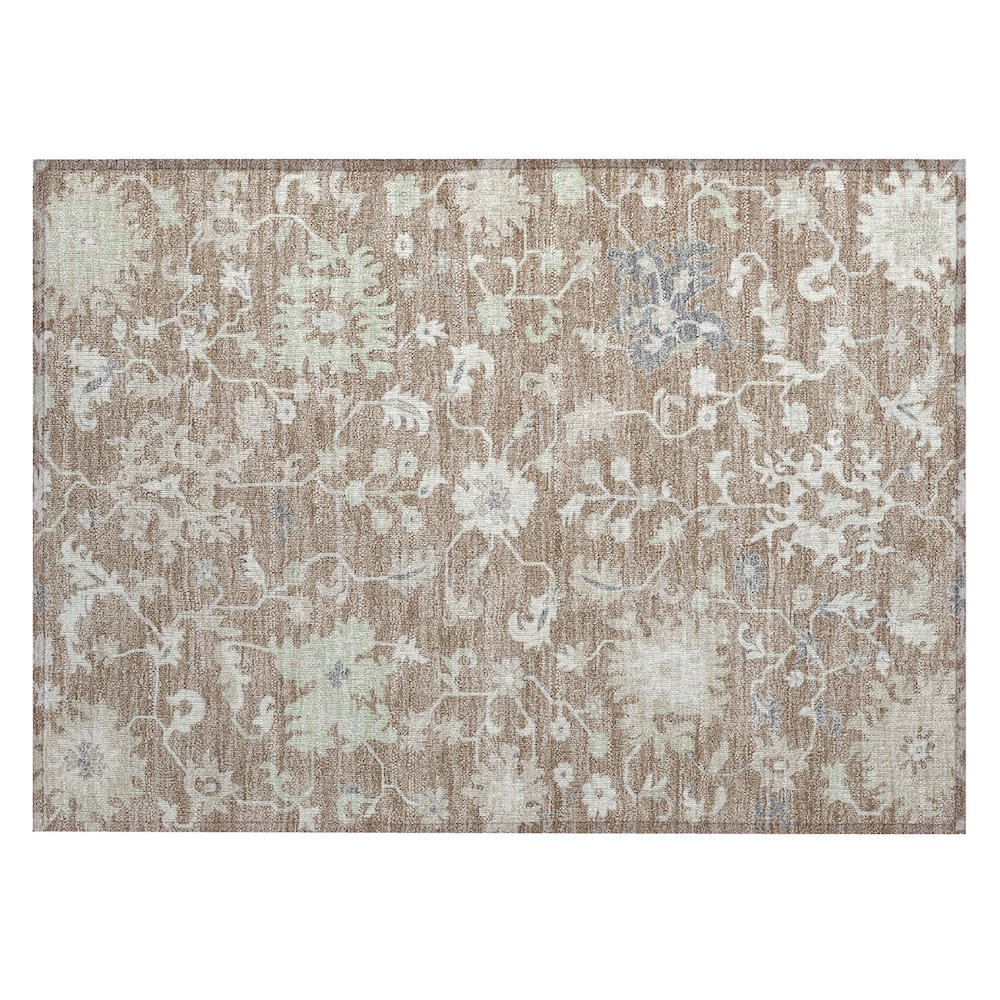 Machine Washable Indoor/Outdoor Chantille Taupe 1'8" x 2'6" Rug. Picture 1