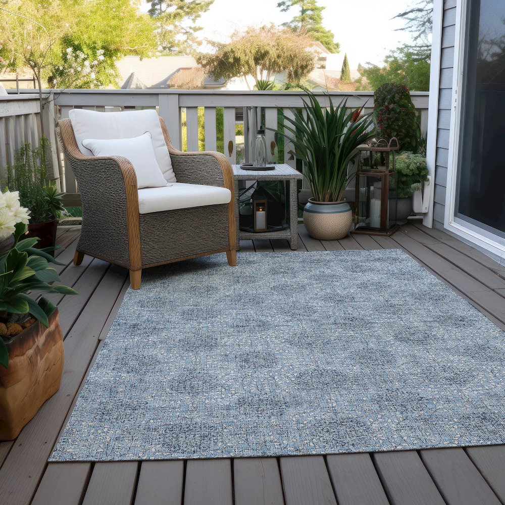 Machine Washable Indoor/Outdoor Chantille Blue 2'6" x 3'10" Rug. Picture 7