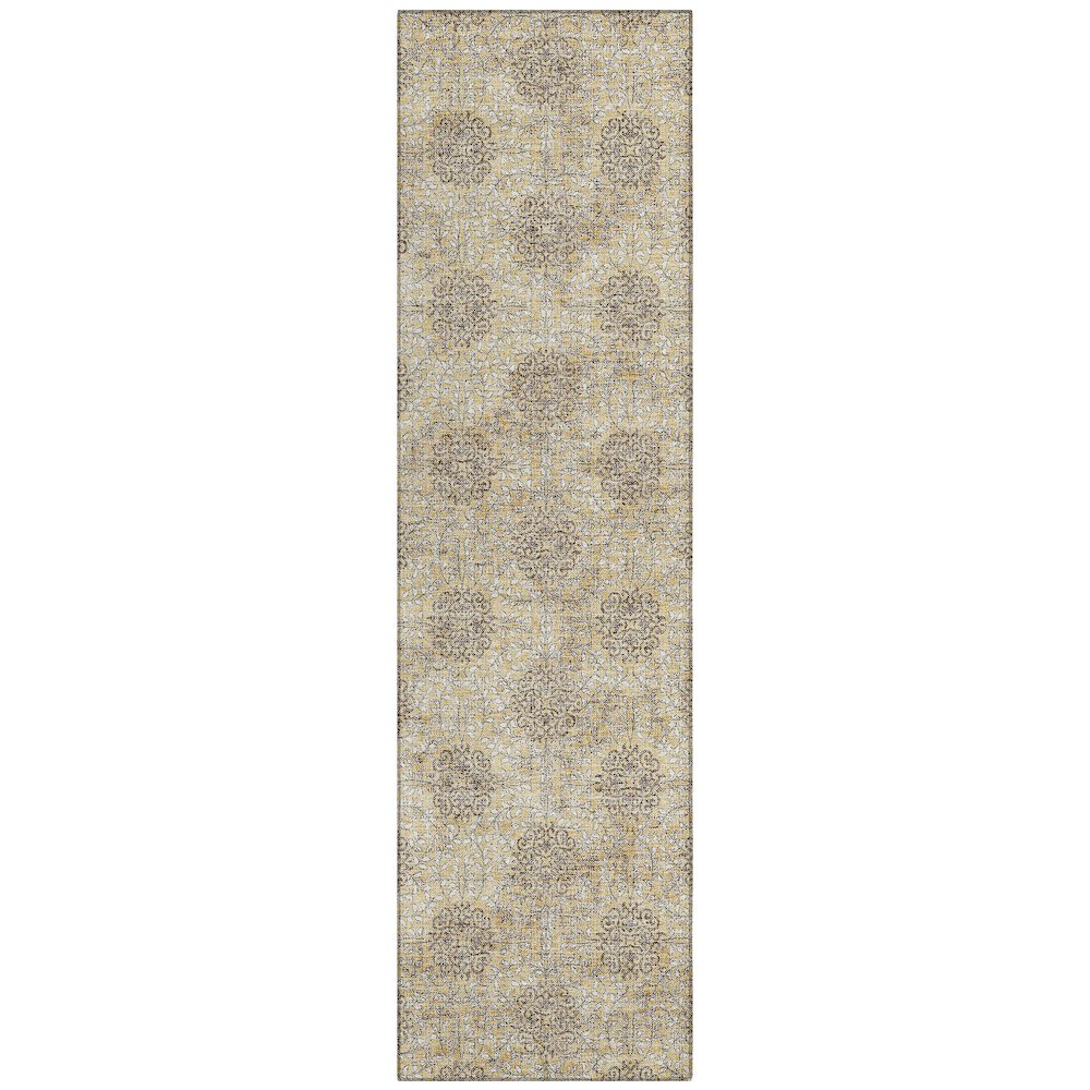 Machine Washable Indoor/Outdoor Chantille Gold 2'3" x 7'6" Runner Rug. Picture 1