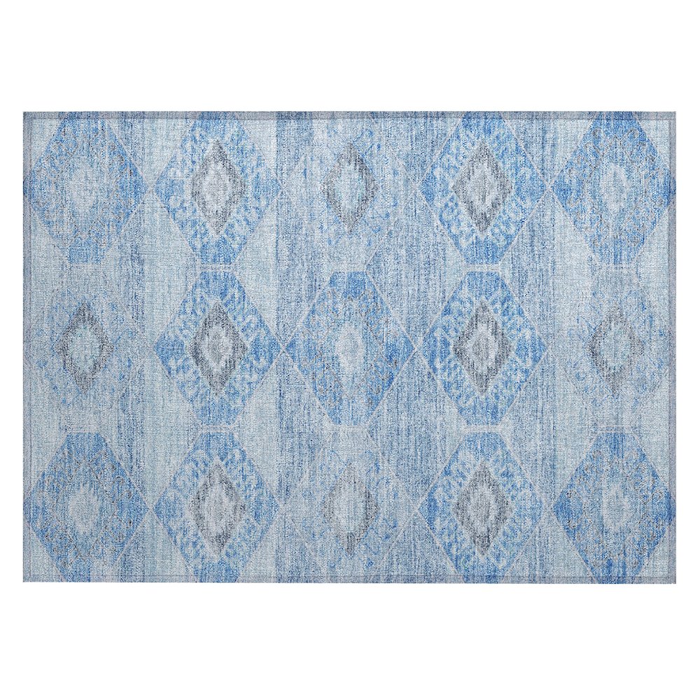 Machine Washable Indoor/Outdoor Chantille Blue 1'8" x 2'6" Rug. Picture 1