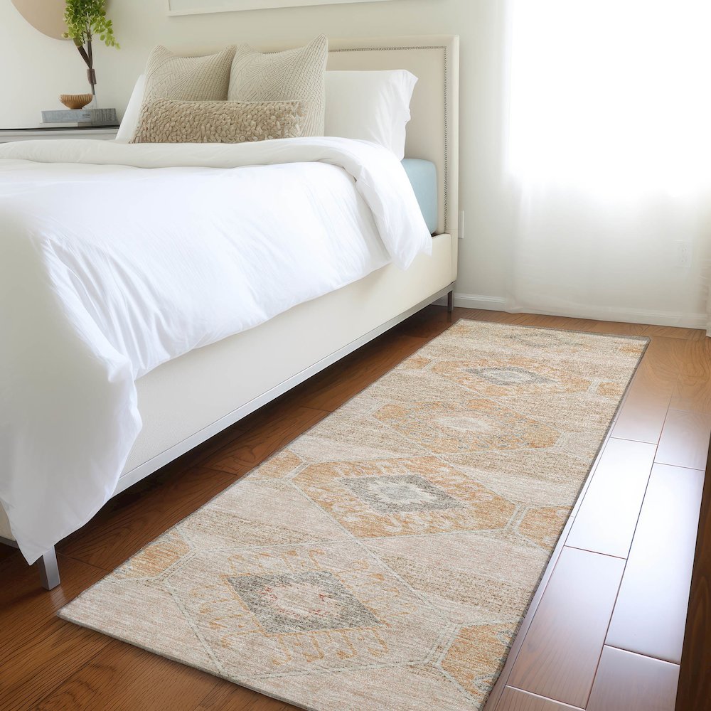Machine Washable Indoor/Outdoor Chantille Copper 2'3" x 7'6" Runner Rug. Picture 5