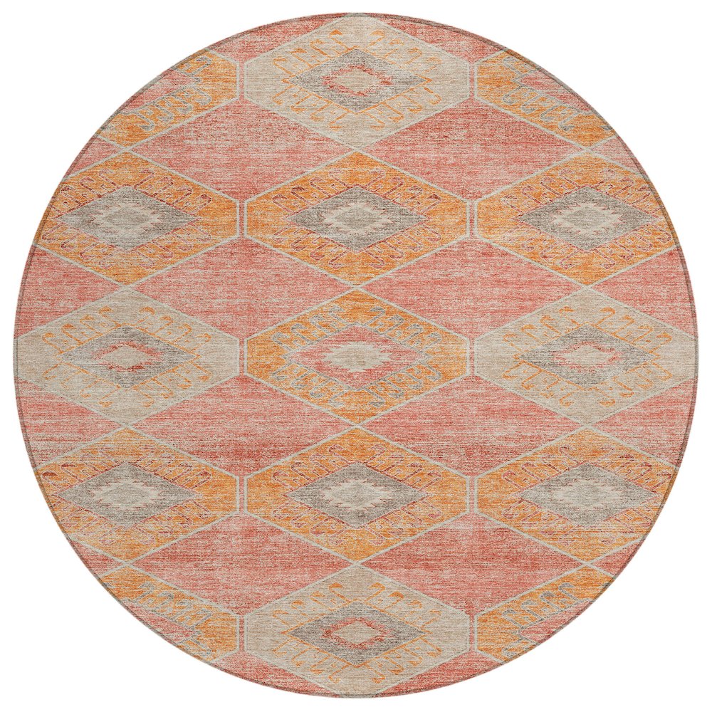 Machine Washable Indoor/Outdoor Chantille Coral 8' x 8' Round Rug. Picture 1
