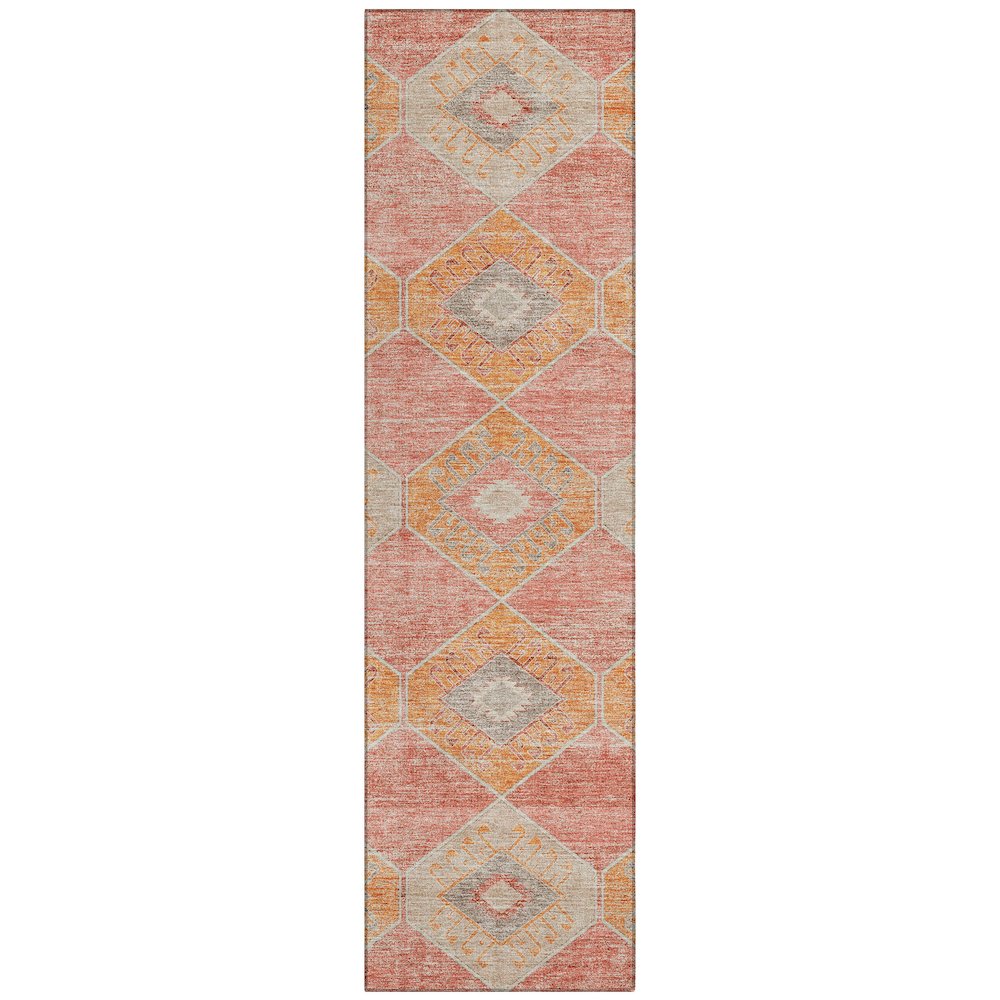 Machine Washable Indoor/Outdoor Chantille Coral 2'3" x 7'6" Runner Rug. Picture 1