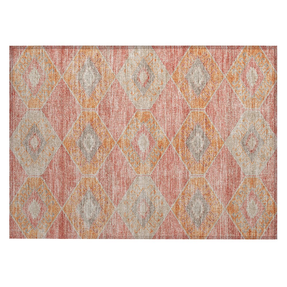 Machine Washable Indoor/Outdoor Chantille Coral 1'8" x 2'6" Rug. Picture 1