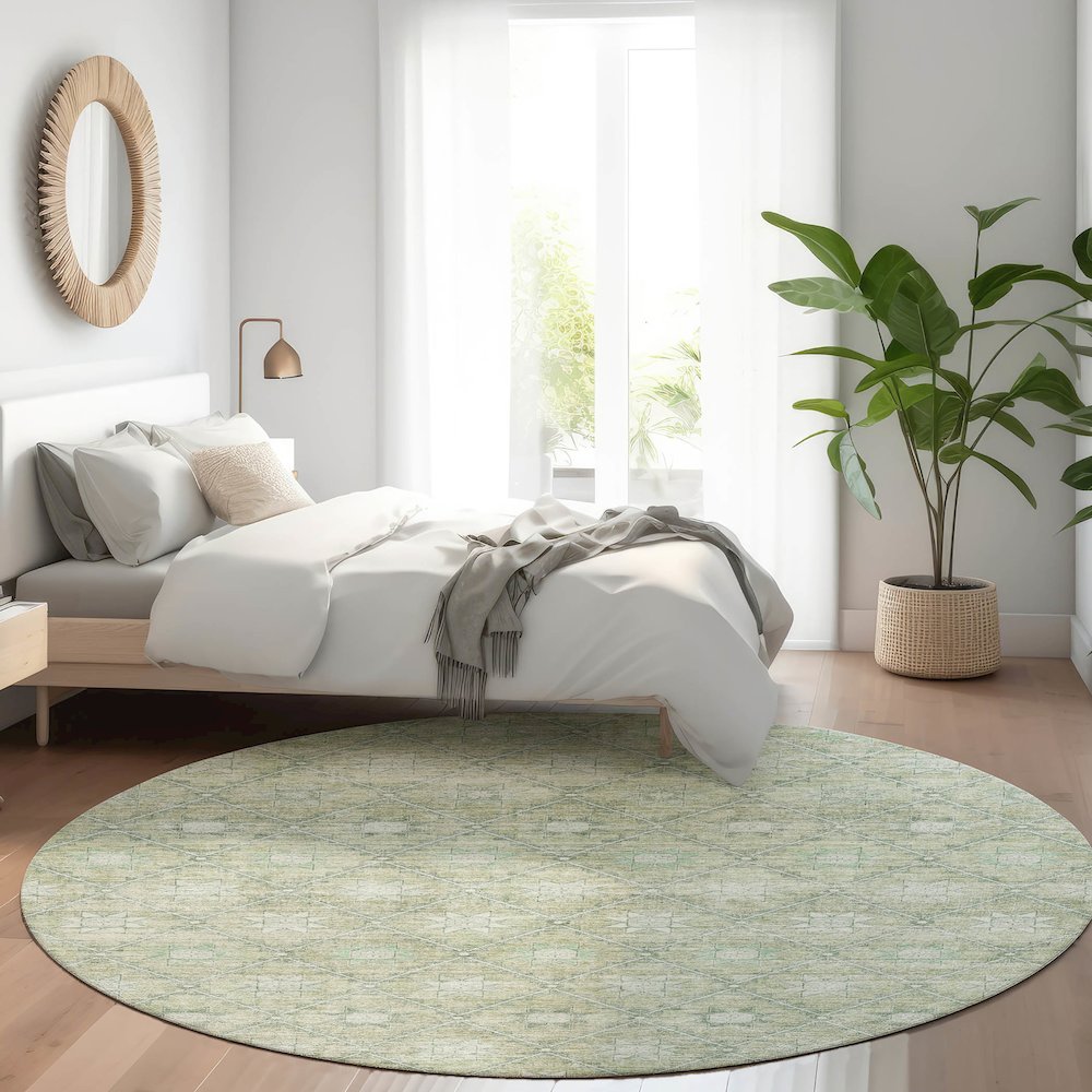 Machine Washable Indoor/Outdoor Chantille Aloe 8' x 8' Round Rug. Picture 5