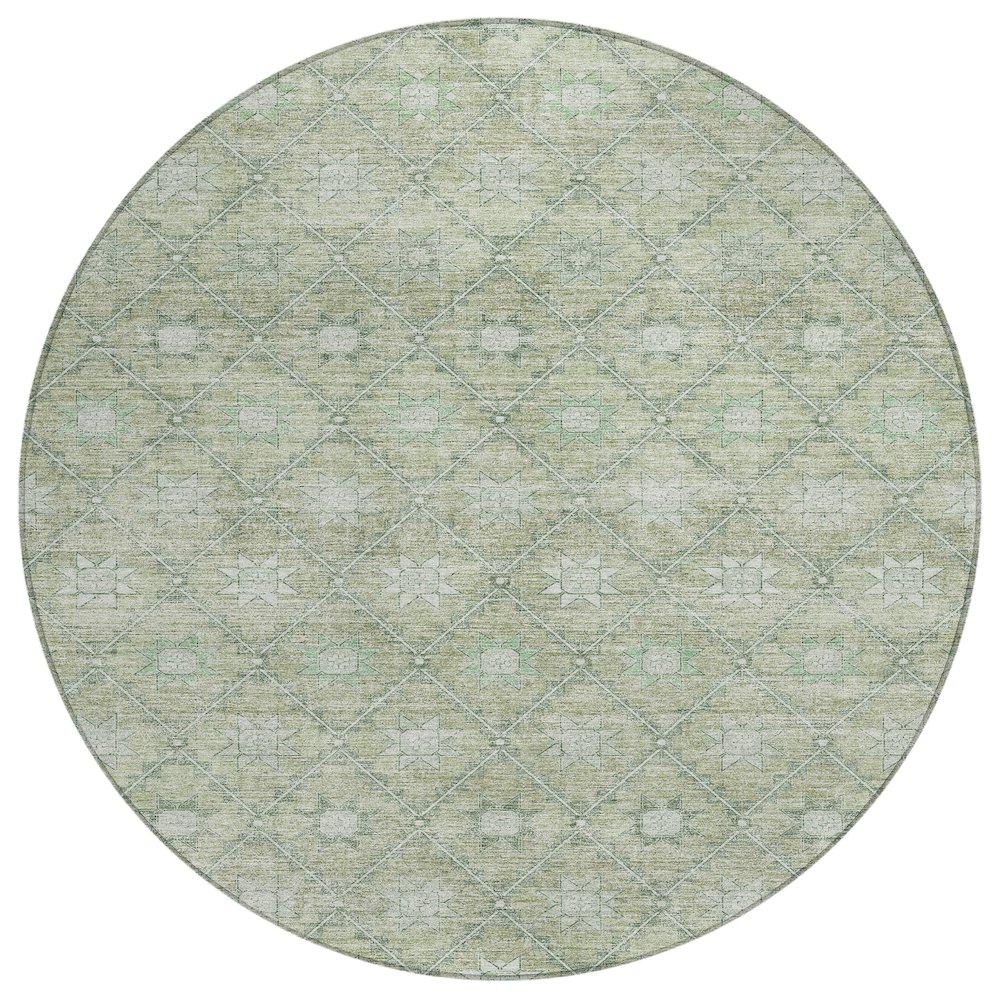Machine Washable Indoor/Outdoor Chantille Aloe 8' x 8' Round Rug. Picture 1