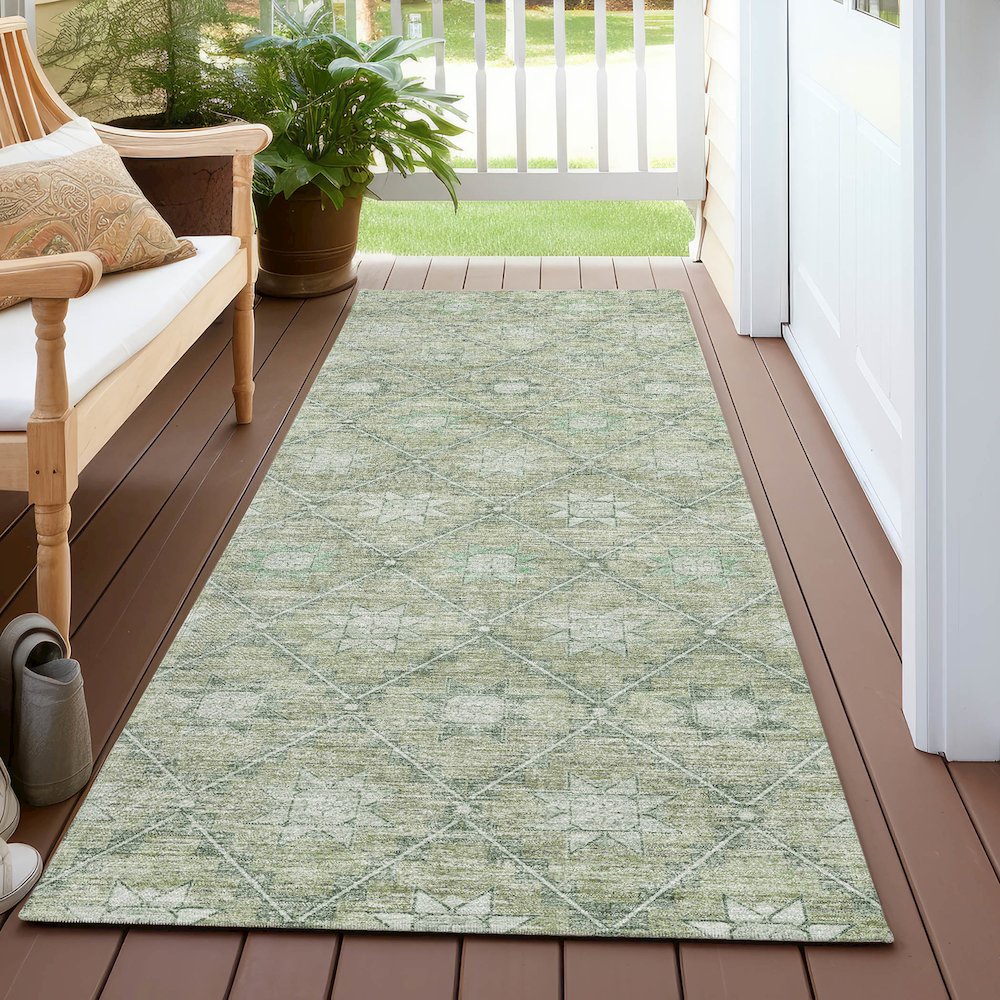 Machine Washable Indoor/Outdoor Chantille Aloe 2'3" x 7'6" Runner Rug. Picture 6