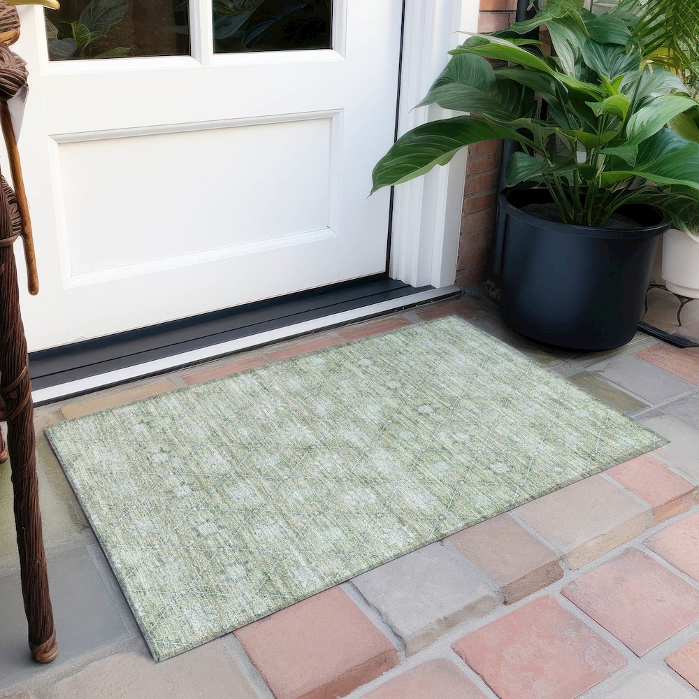 Machine Washable Indoor/Outdoor Chantille Aloe 1'8" x 2'6" Rug. Picture 6