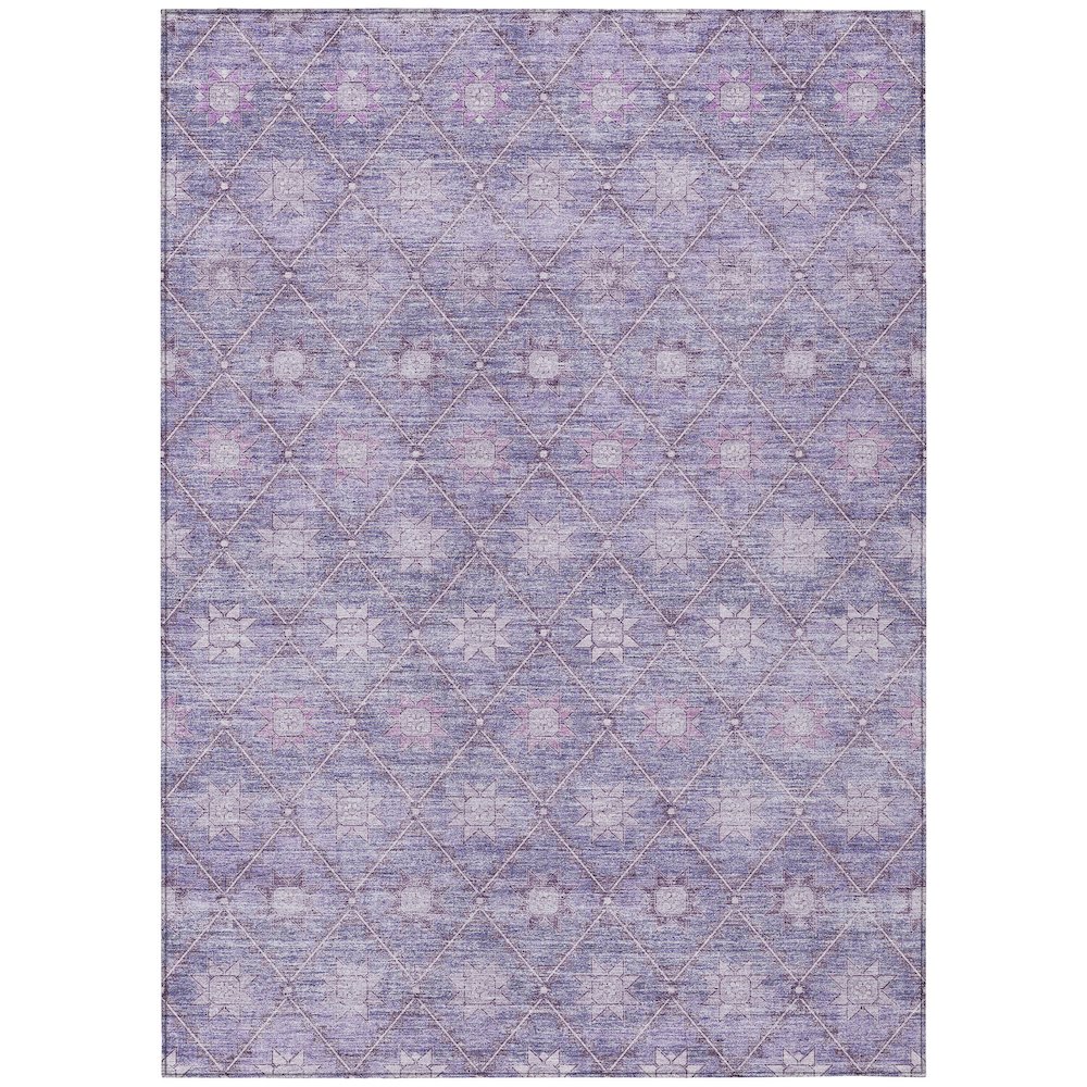 Machine Washable Indoor/Outdoor Chantille Purple 2'6" x 3'10" Rug. Picture 1