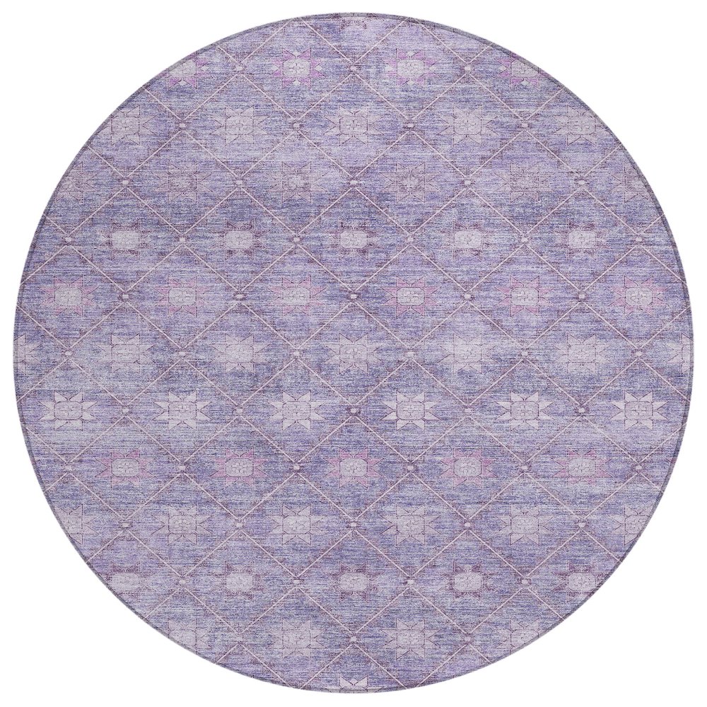 Machine Washable Indoor/Outdoor Chantille Purple 8' x 8' Round Rug. Picture 1