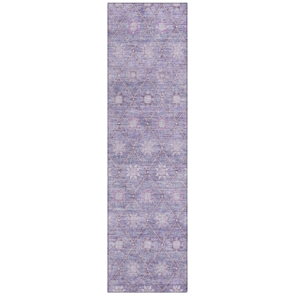 Machine Washable Indoor/Outdoor Chantille Purple 2'3" x 7'6" Runner Rug. Picture 1