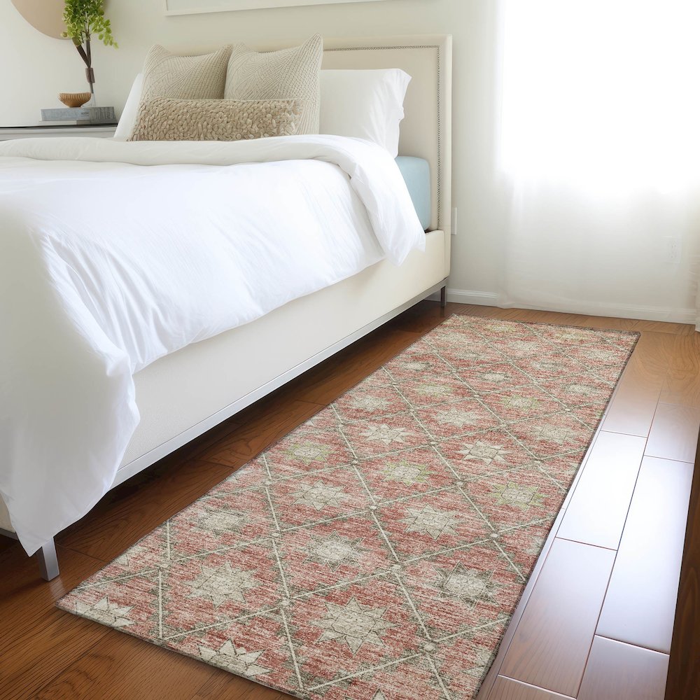 Machine Washable Indoor/Outdoor Chantille Terracotta 2'3" x 7'6" Runner Rug. Picture 5