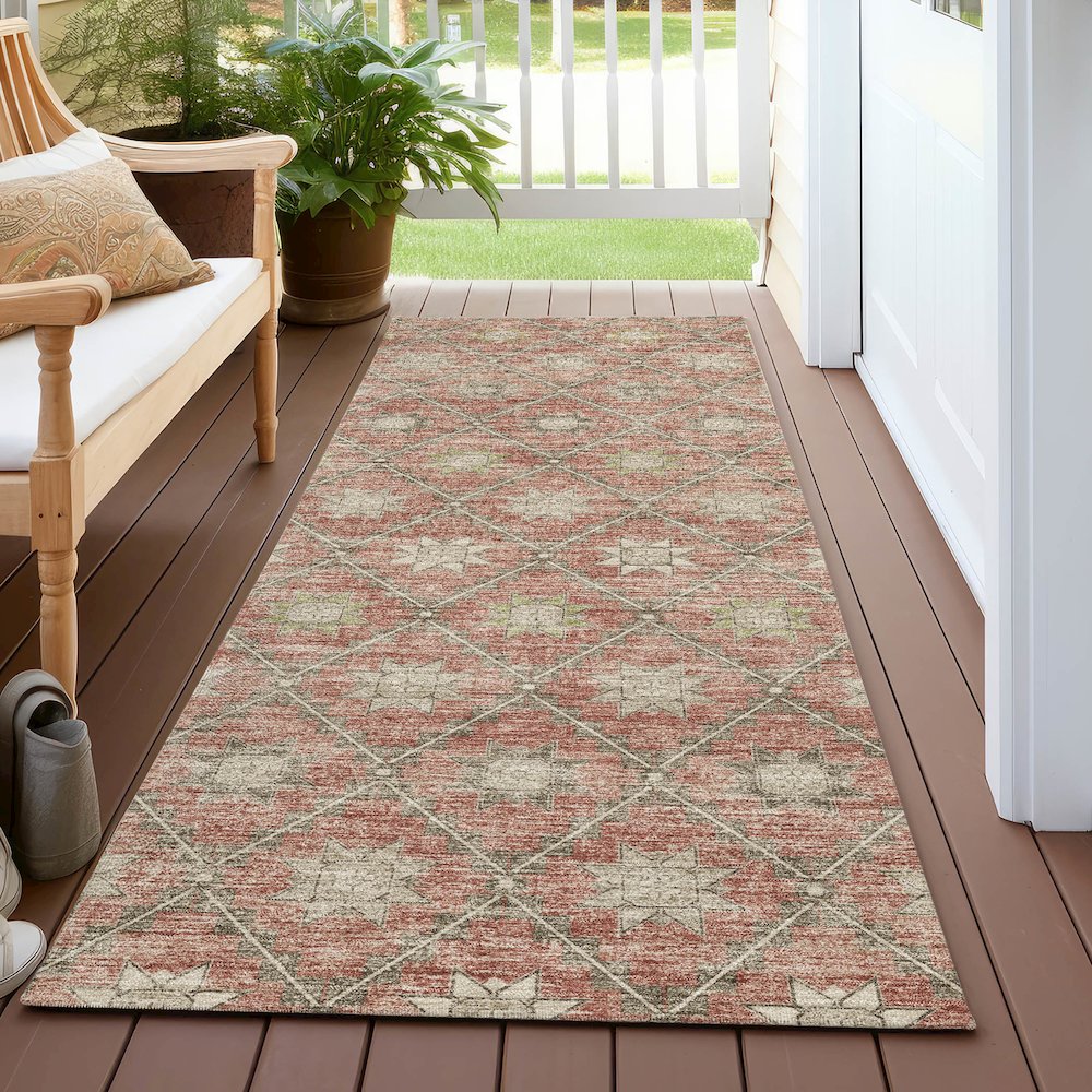 Machine Washable Indoor/Outdoor Chantille Terracotta 2'3" x 7'6" Runner Rug. Picture 6