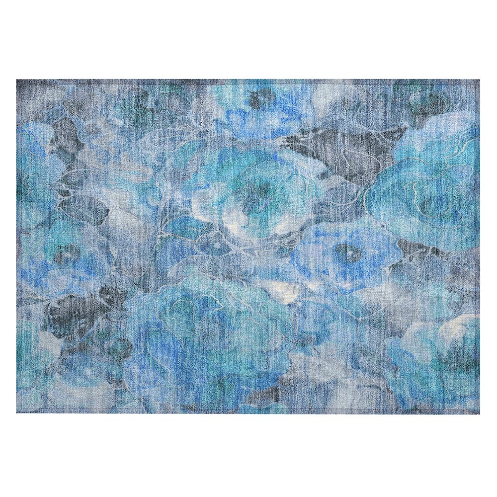 Machine Washable Indoor/Outdoor Chantille Blue 1'8" x 2'6" Rug. Picture 1