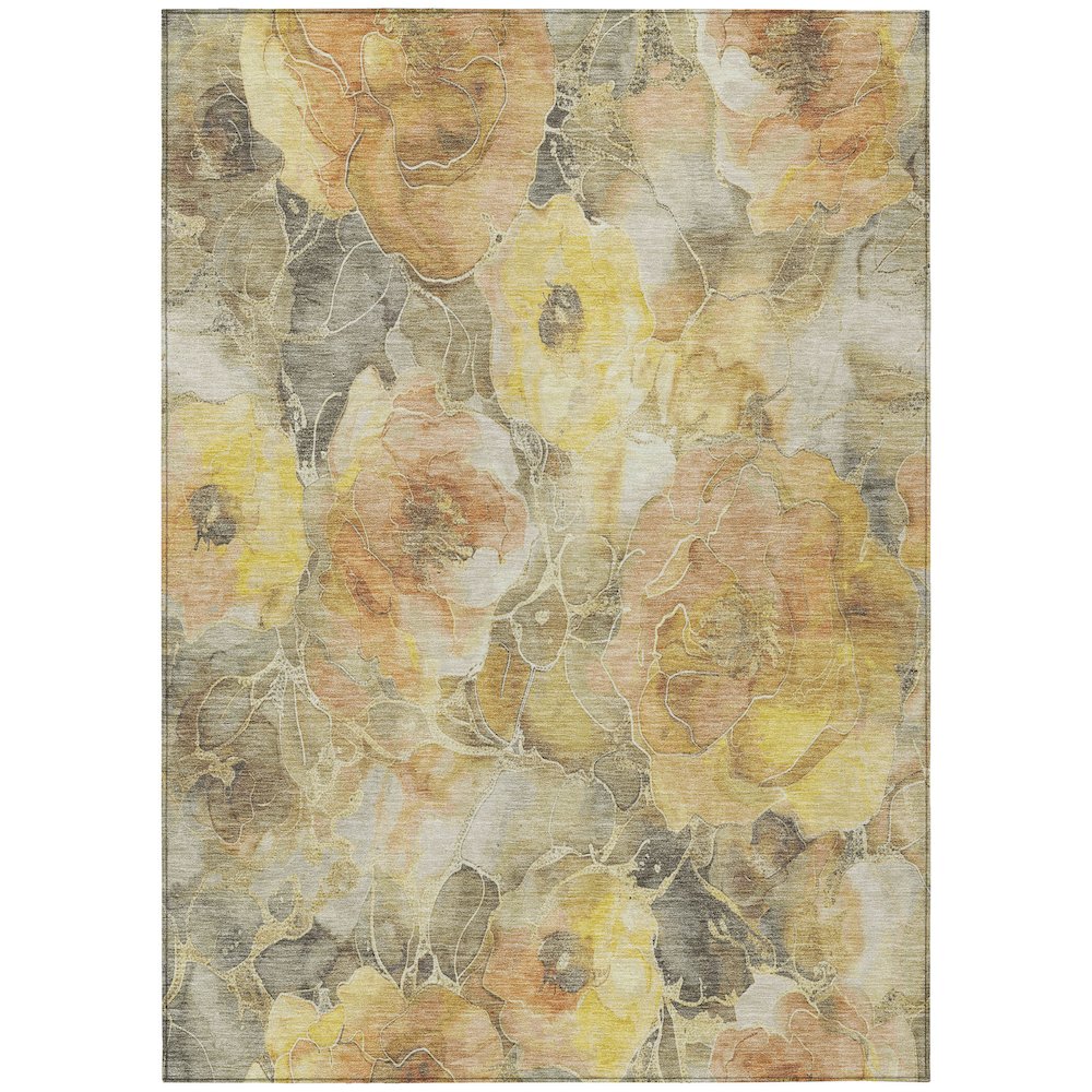 Machine Washable Indoor/Outdoor Chantille Gold 2'6" x 3'10" Rug. Picture 1