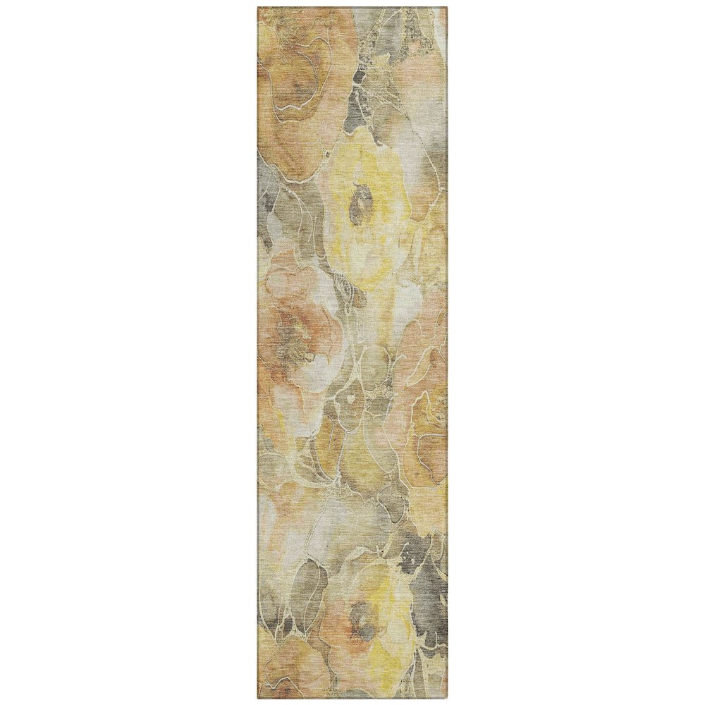 Machine Washable Indoor/Outdoor Chantille Gold 2'3" x 7'6" Runner Rug. Picture 1