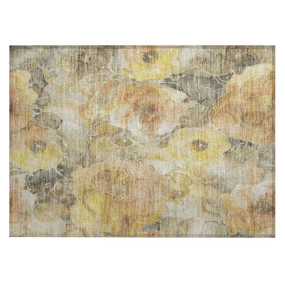 Machine Washable Indoor/Outdoor Chantille Gold 1'8" x 2'6" Rug. Picture 1
