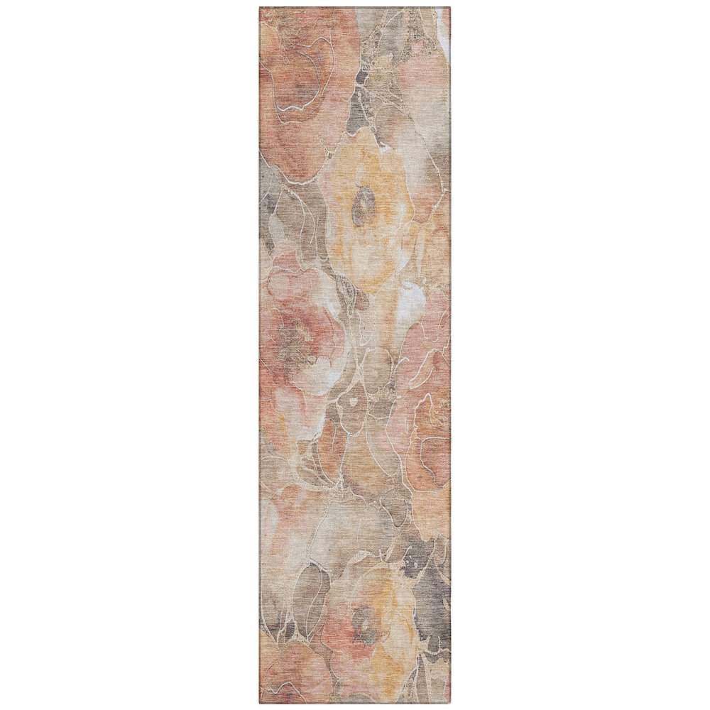 Machine Washable Indoor/Outdoor Chantille Peach 2'3" x 7'6" Runner Rug. Picture 1