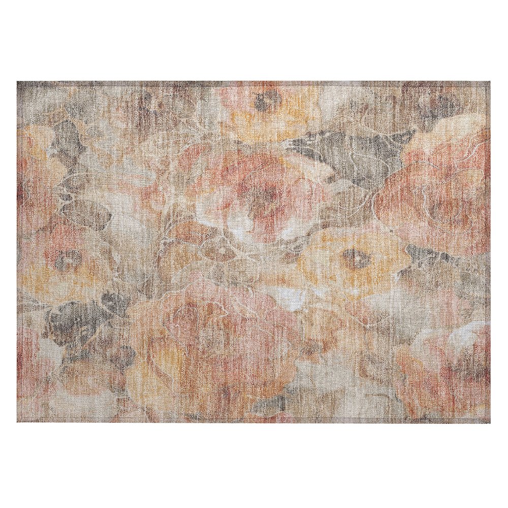 Machine Washable Indoor/Outdoor Chantille Peach 1'8" x 2'6" Rug. Picture 1