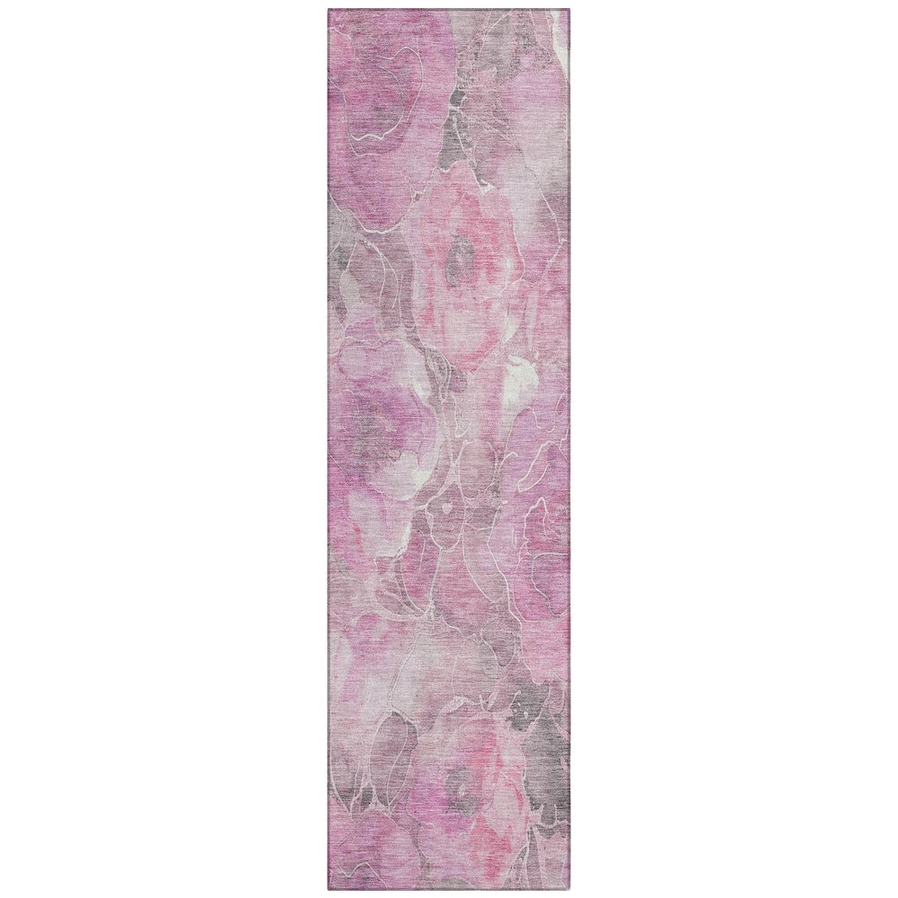 Machine Washable Indoor/Outdoor Chantille Pink 2'3" x 7'6" Runner Rug. Picture 1