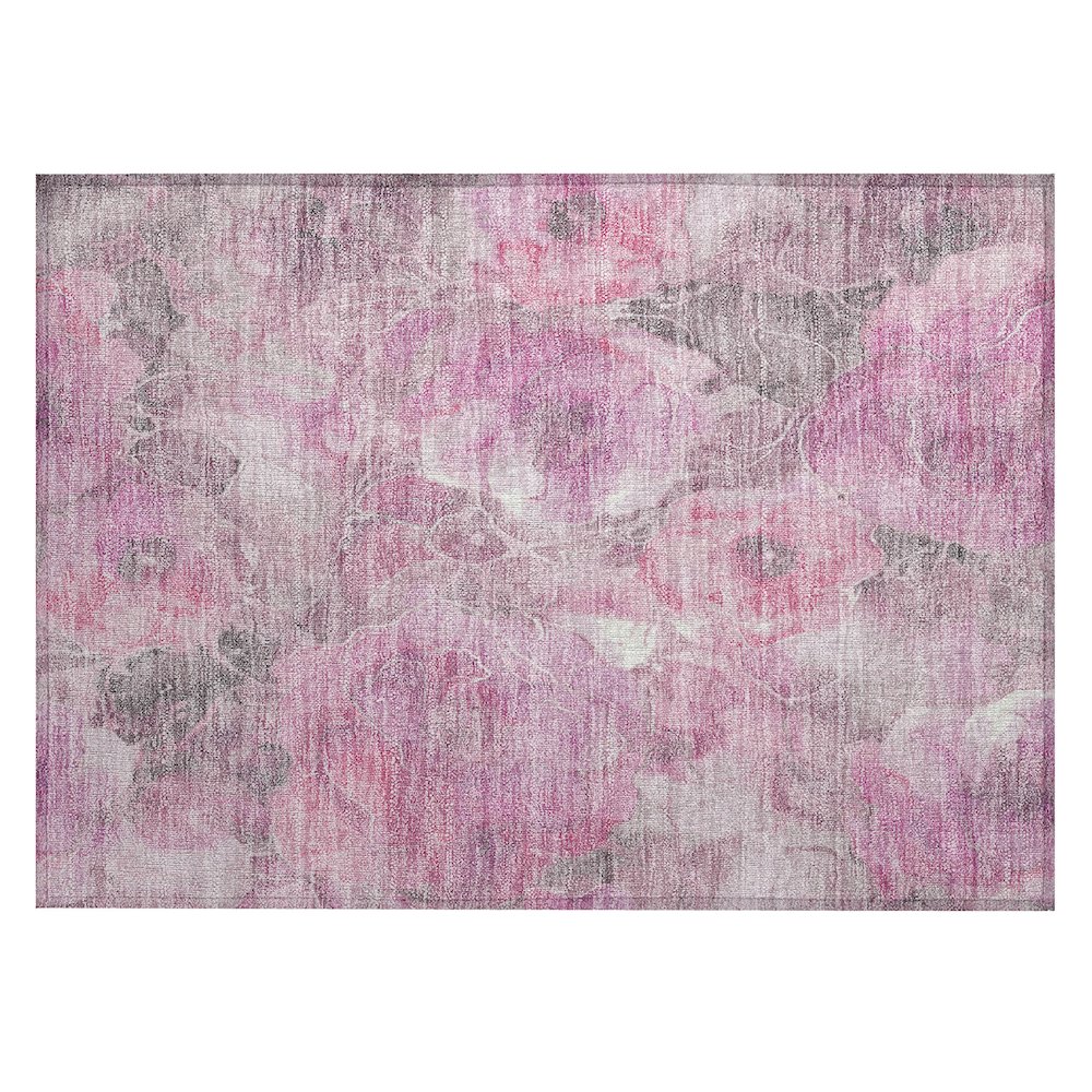 Machine Washable Indoor/Outdoor Chantille Pink 1'8" x 2'6" Rug. Picture 1