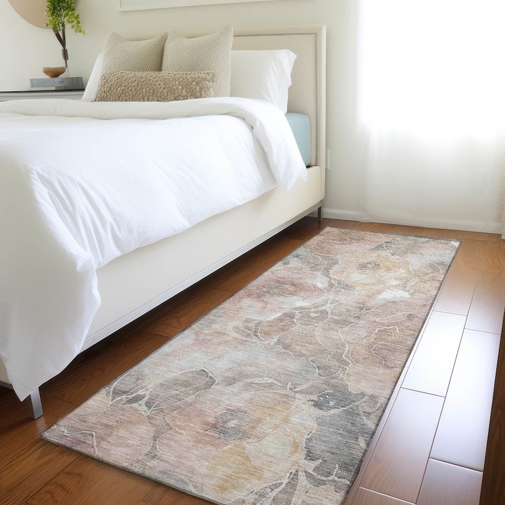 Machine Washable Indoor/Outdoor Chantille Taupe 2'3" x 7'6" Runner Rug. Picture 5