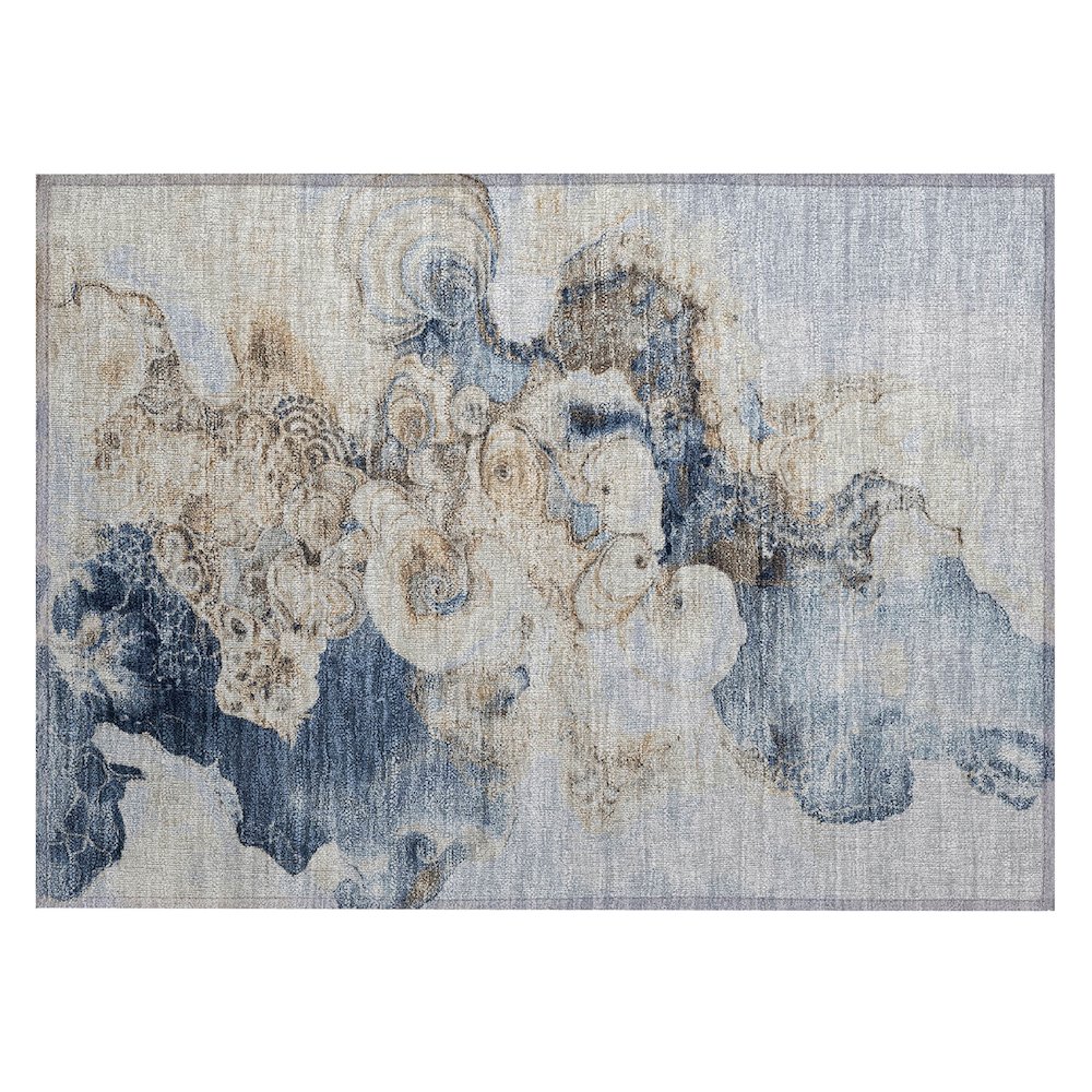 Machine Washable Indoor/Outdoor Chantille Denim 1'8" x 2'6" Rug. Picture 1