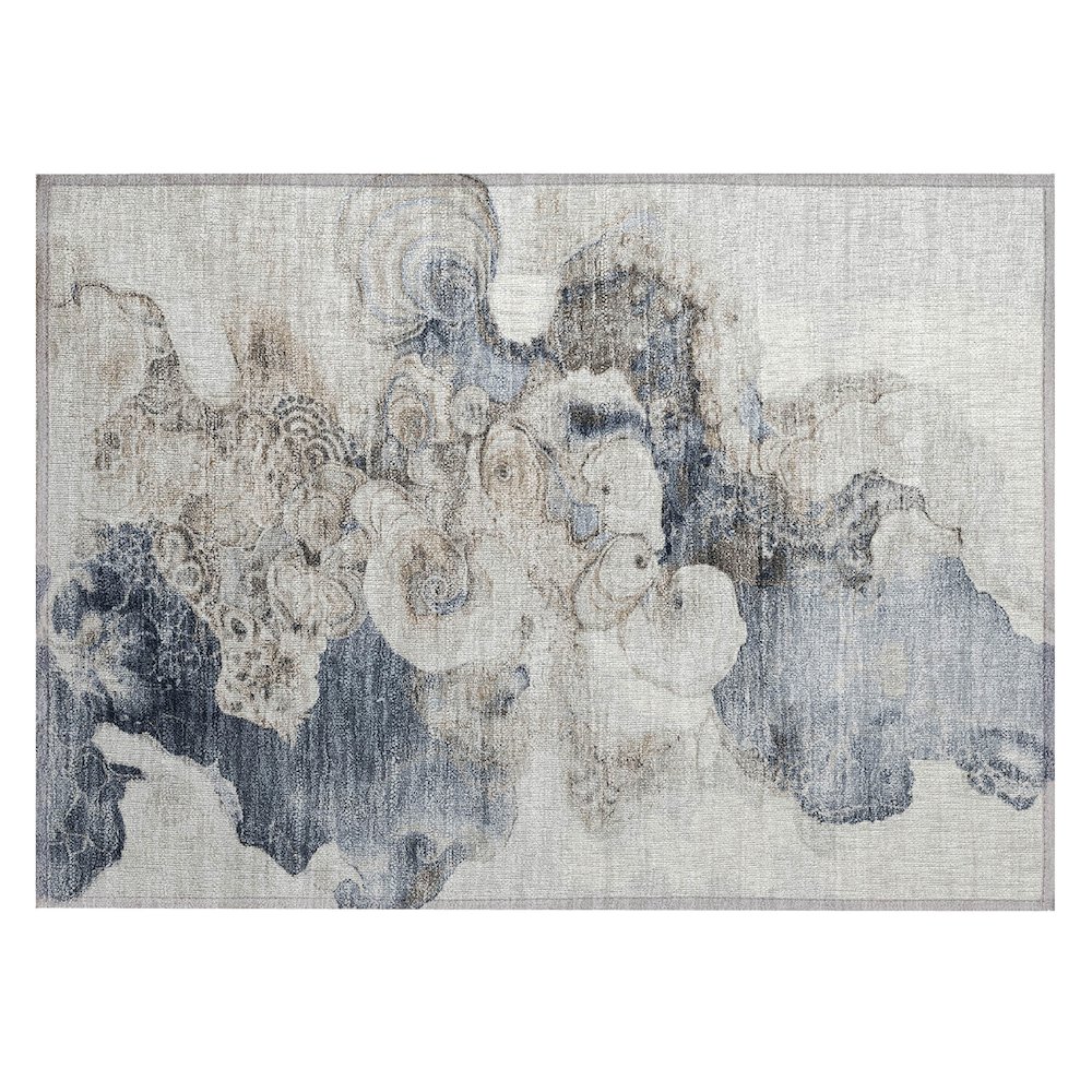 Machine Washable Indoor/Outdoor Chantille Ivory 1'8" x 2'6" Rug. Picture 1