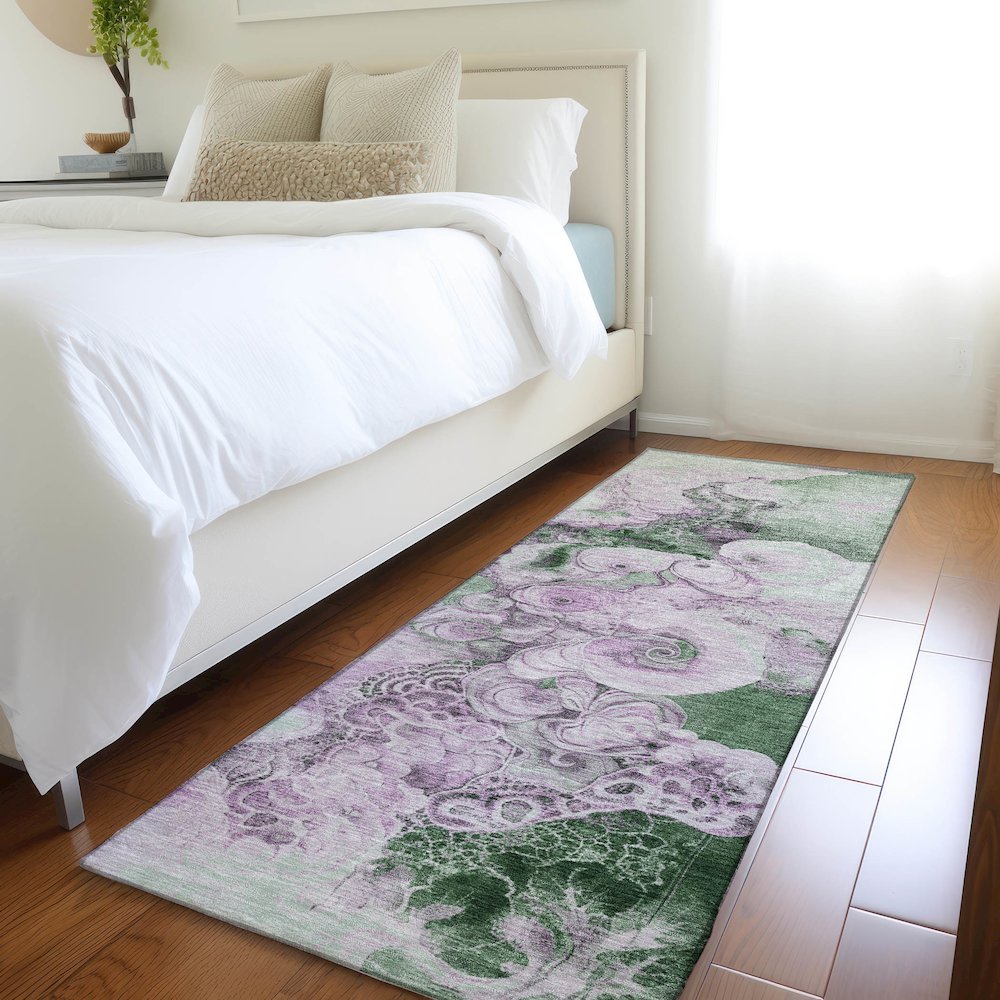 Machine Washable Indoor/Outdoor Chantille Sage 2'3" x 7'6" Runner Rug. Picture 5