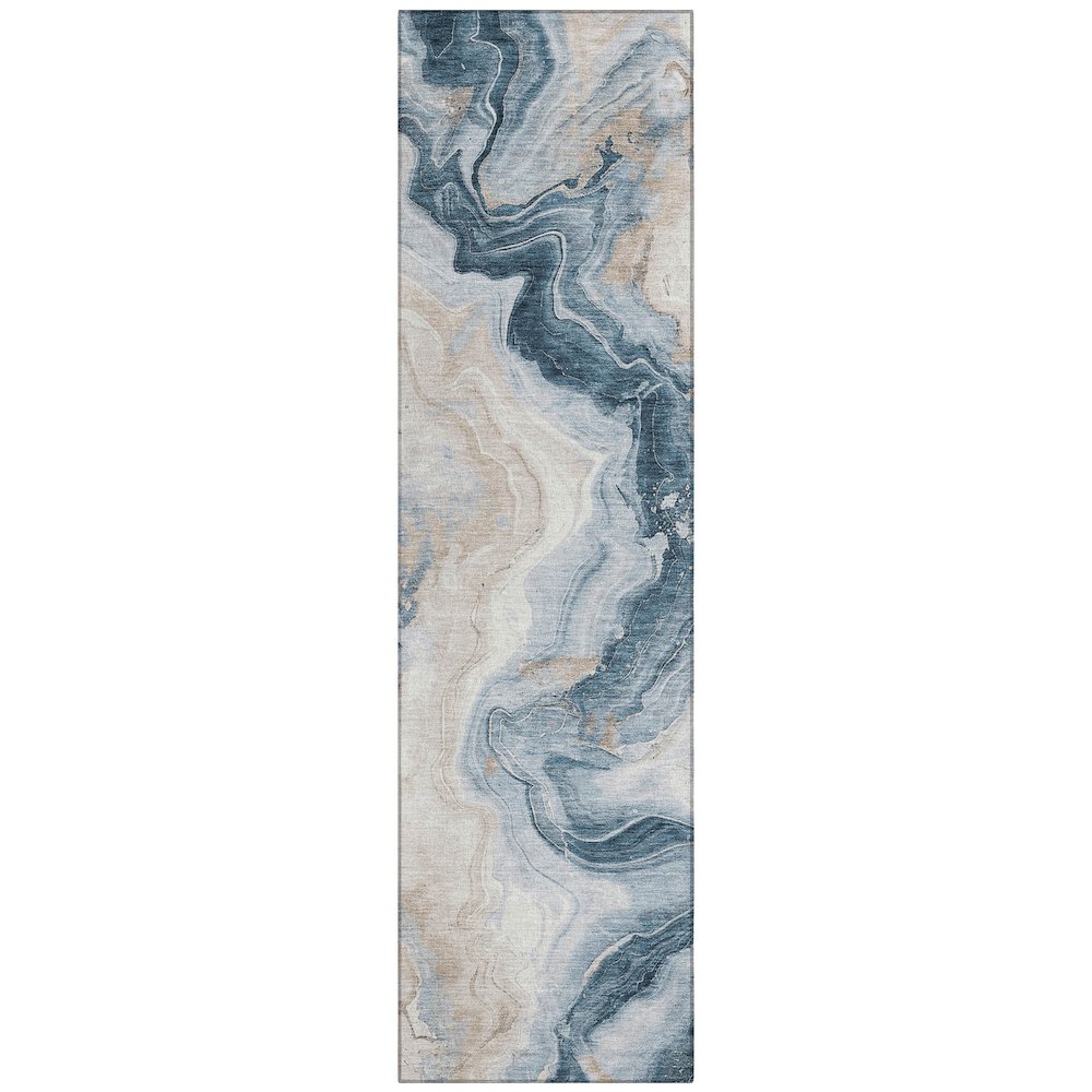 Machine Washable Indoor/Outdoor Chantille Beige 2'3" x 7'6" Runner Rug. Picture 1