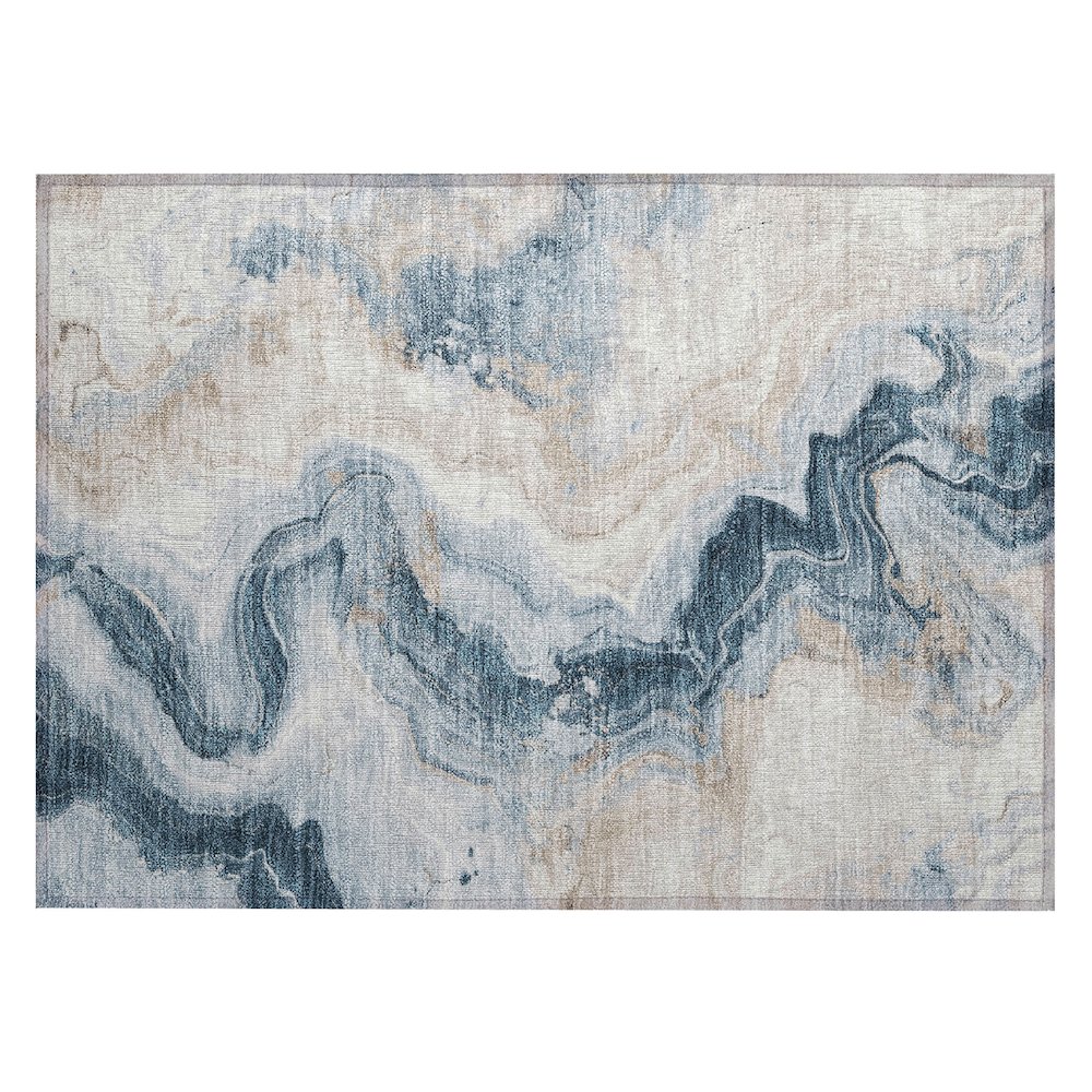 Machine Washable Indoor/Outdoor Chantille Beige 1'8" x 2'6" Rug. Picture 1