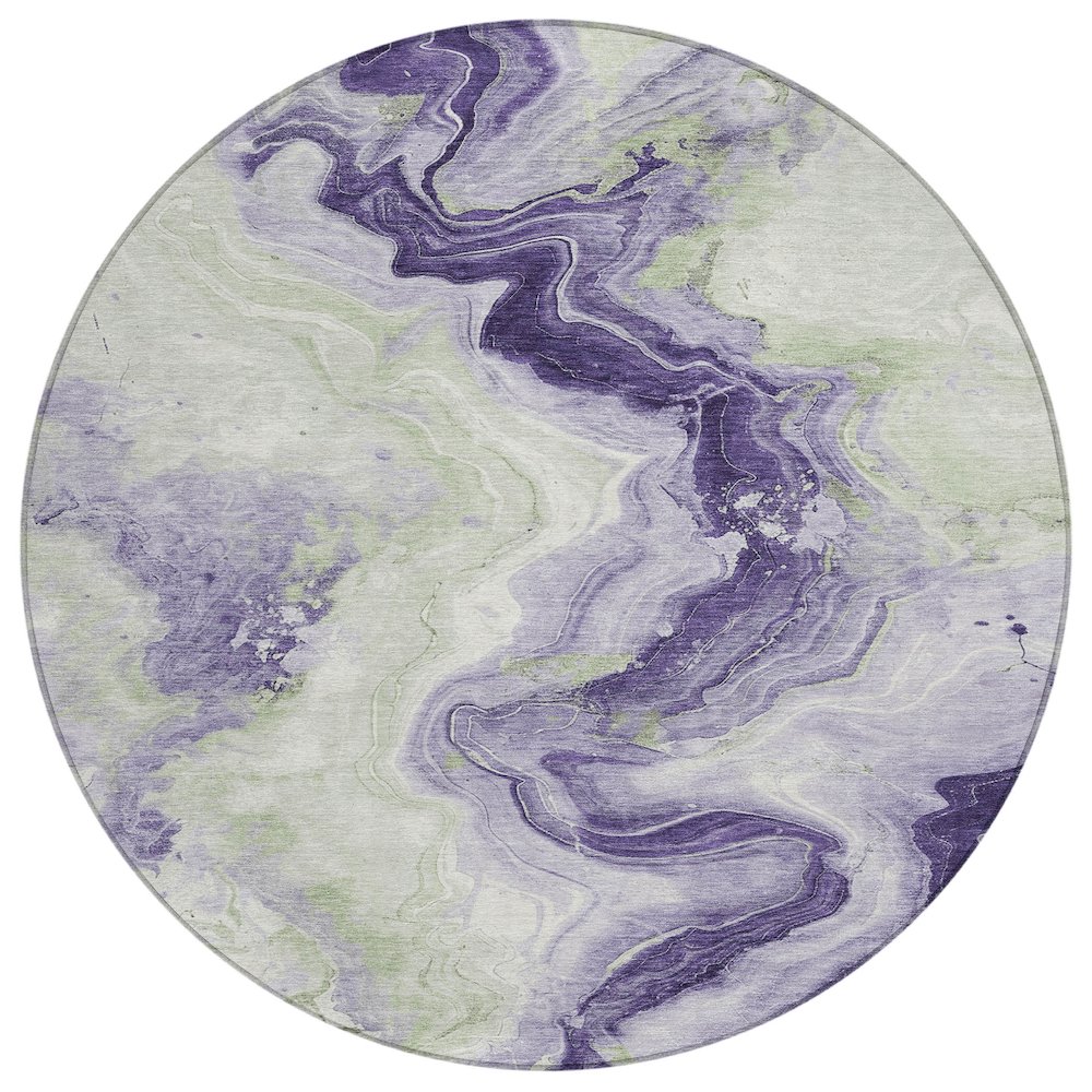 Machine Washable Indoor/Outdoor Chantille Lavender 8' x 8' Round Rug. Picture 1