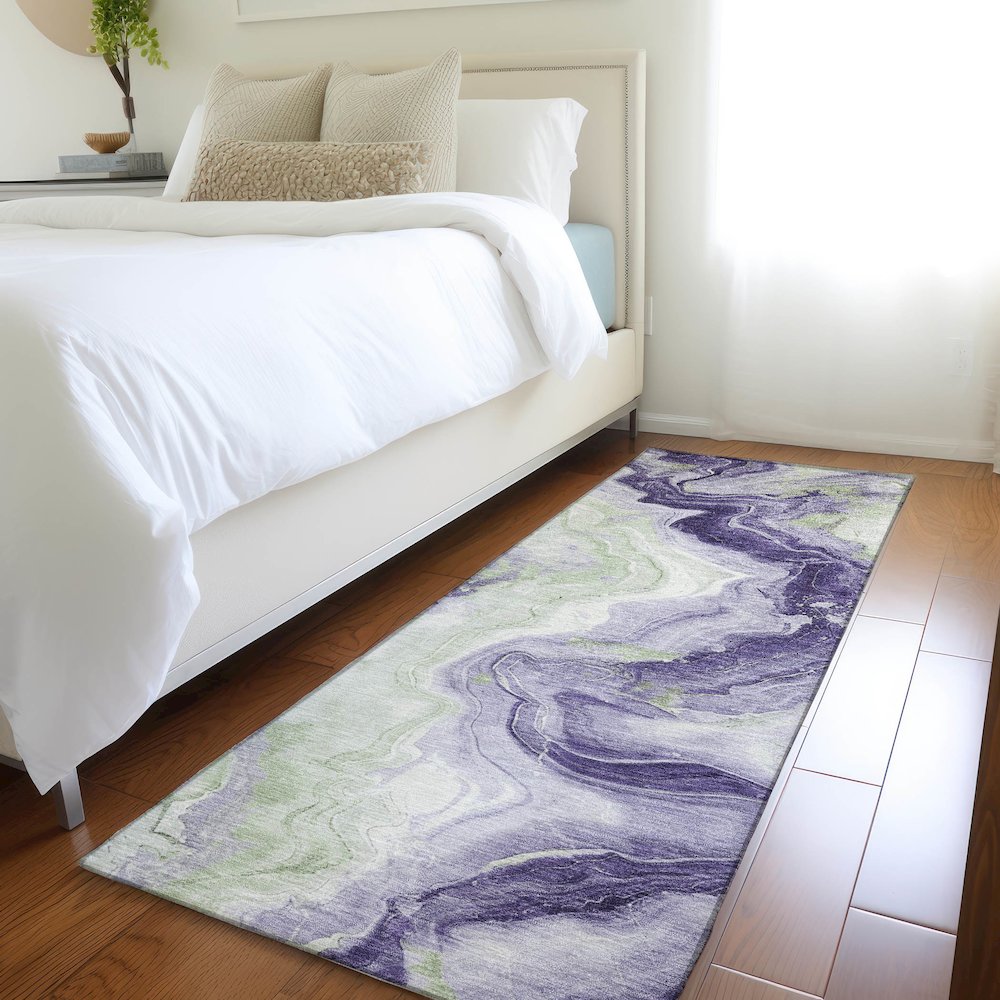 Machine Washable Indoor/Outdoor Chantille Lavender 2'3" x 7'6" Runner Rug. Picture 5