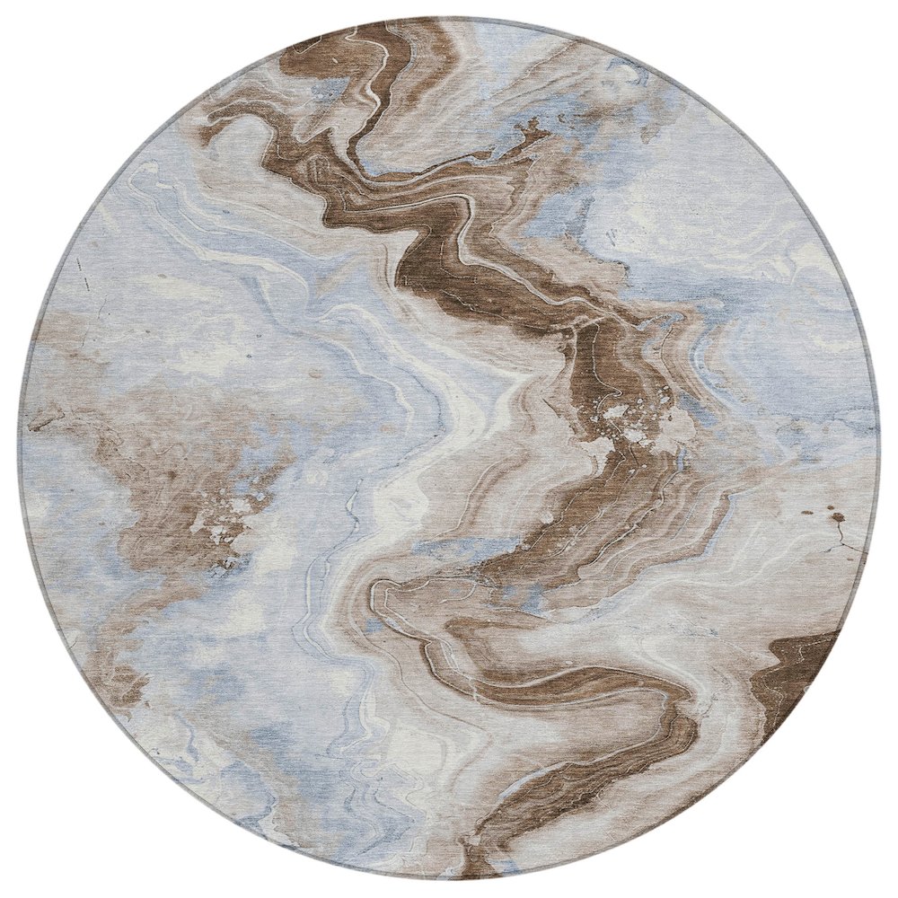 Machine Washable Indoor/Outdoor Chantille Taupe 8' x 8' Round Rug. Picture 1