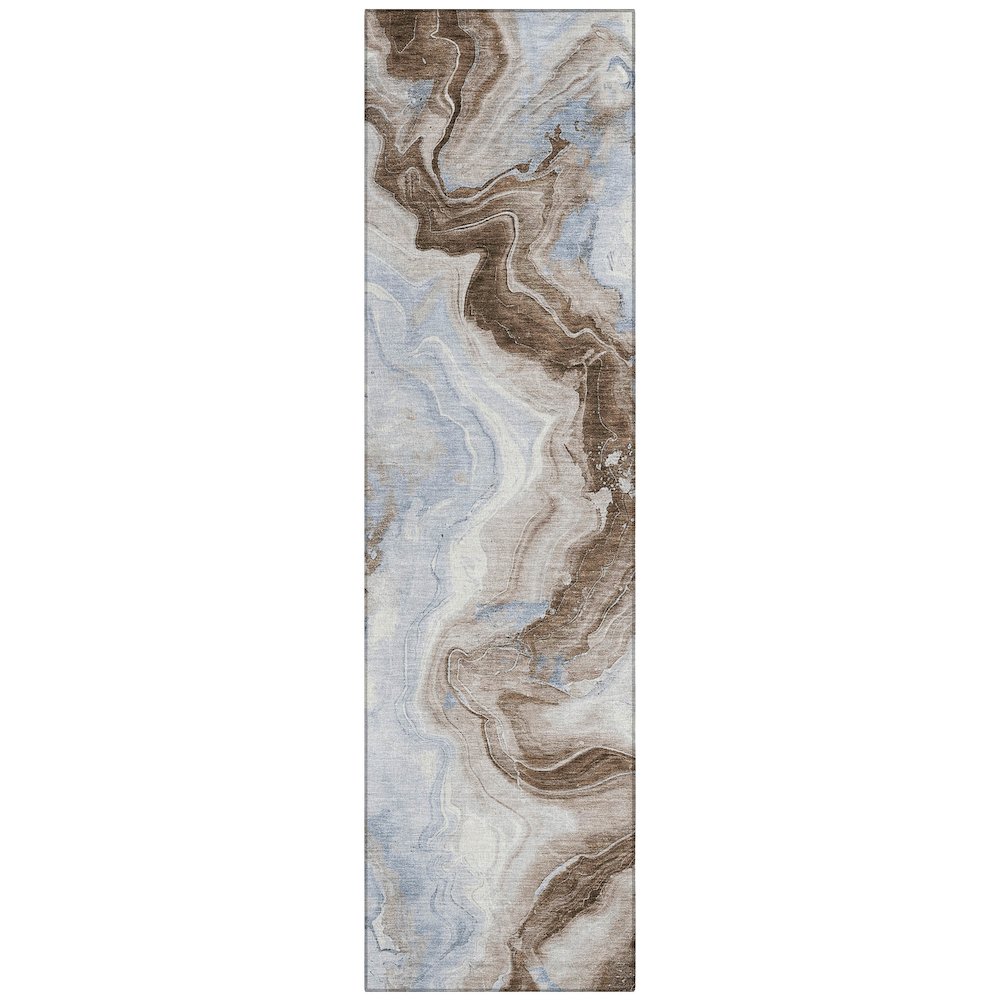 Machine Washable Indoor/Outdoor Chantille Taupe 2'3" x 7'6" Runner Rug. Picture 1