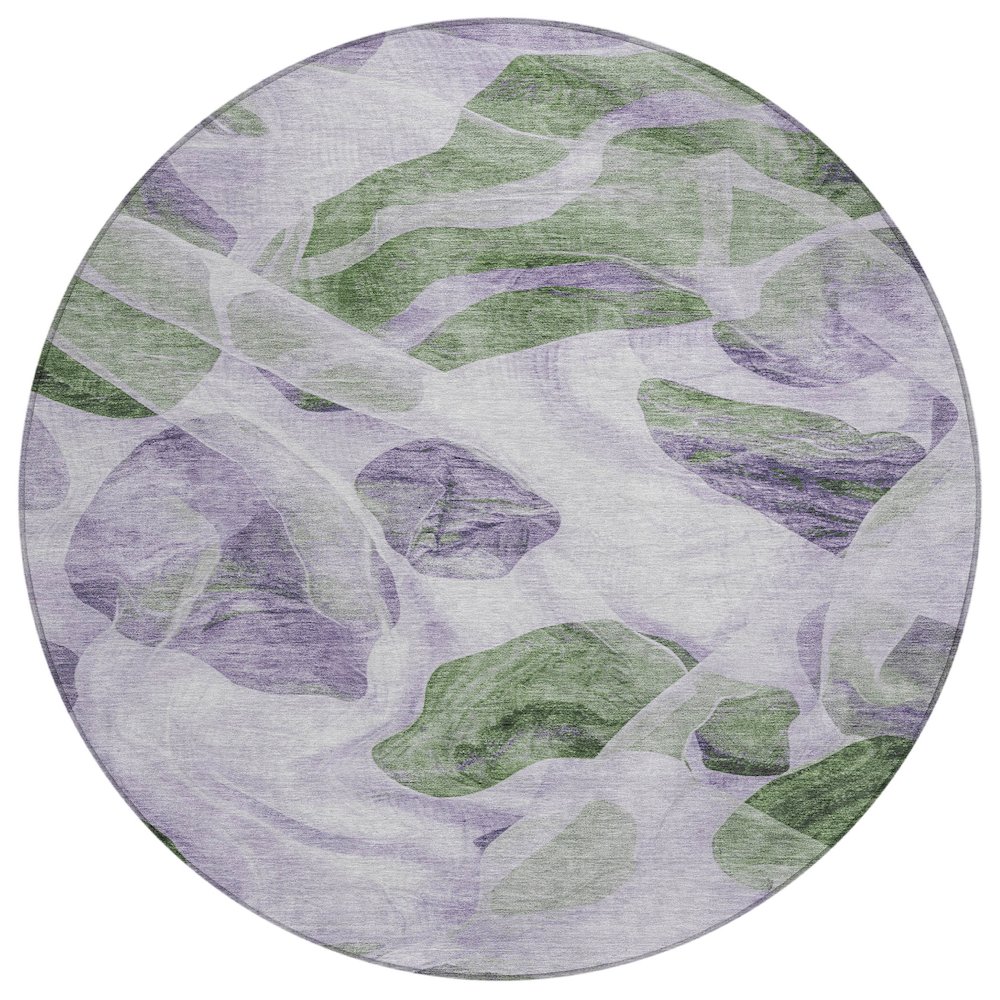Machine Washable Indoor/Outdoor Chantille Lavender 8' x 8' Round Rug. Picture 1
