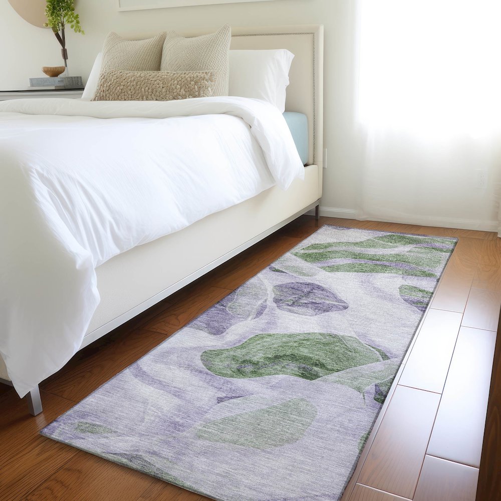 Machine Washable Indoor/Outdoor Chantille Lavender 2'3" x 7'6" Runner Rug. Picture 5