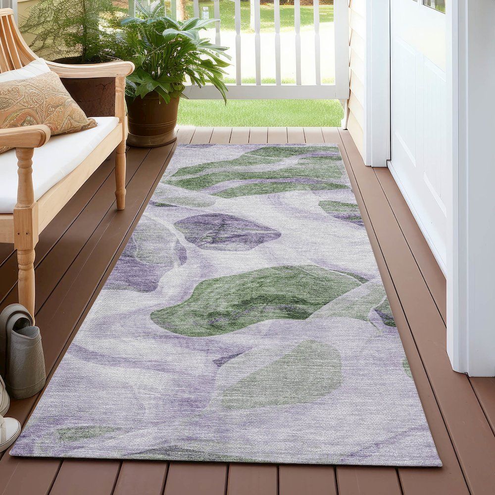 Machine Washable Indoor/Outdoor Chantille Lavender 2'3" x 7'6" Runner Rug. Picture 6