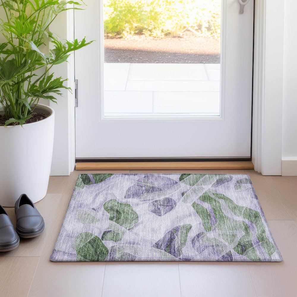 Machine Washable Indoor/Outdoor Chantille Lavender 1'8" x 2'6" Rug. Picture 5