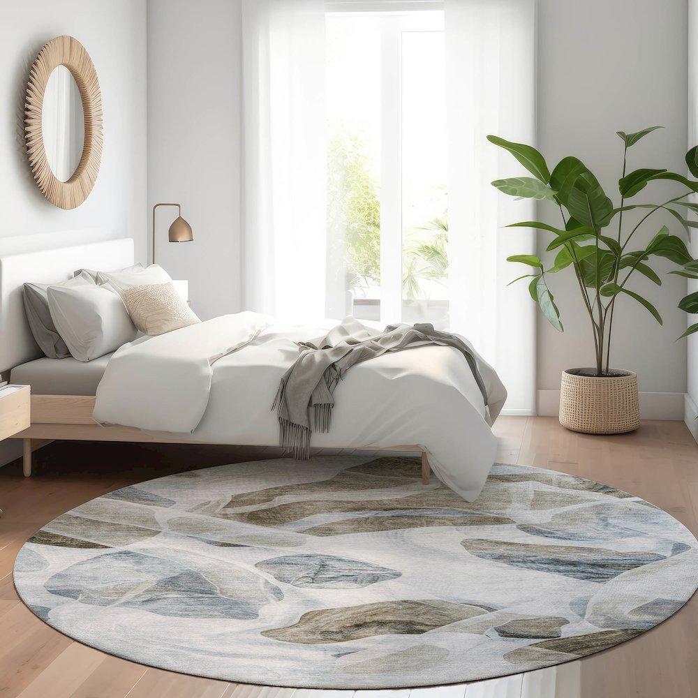 Machine Washable Indoor/Outdoor Chantille Sky 8' x 8' Round Rug. Picture 5