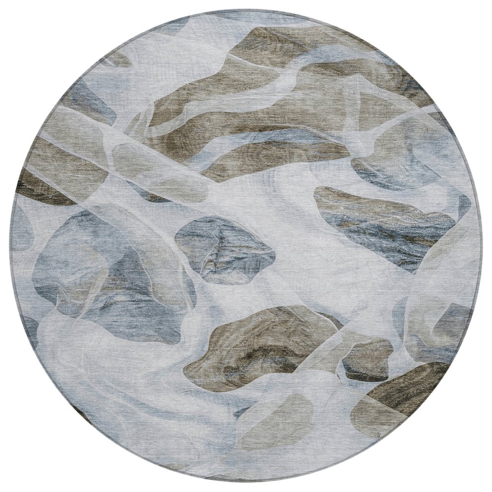 Machine Washable Indoor/Outdoor Chantille Sky 8' x 8' Round Rug. Picture 1