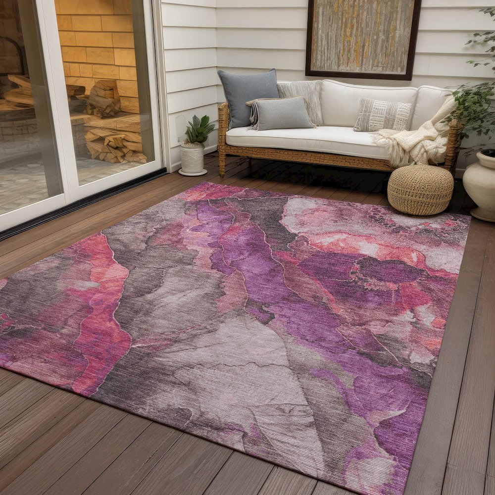 Machine Washable Indoor/Outdoor Chantille Blush 2'6" x 3'10" Rug. Picture 7